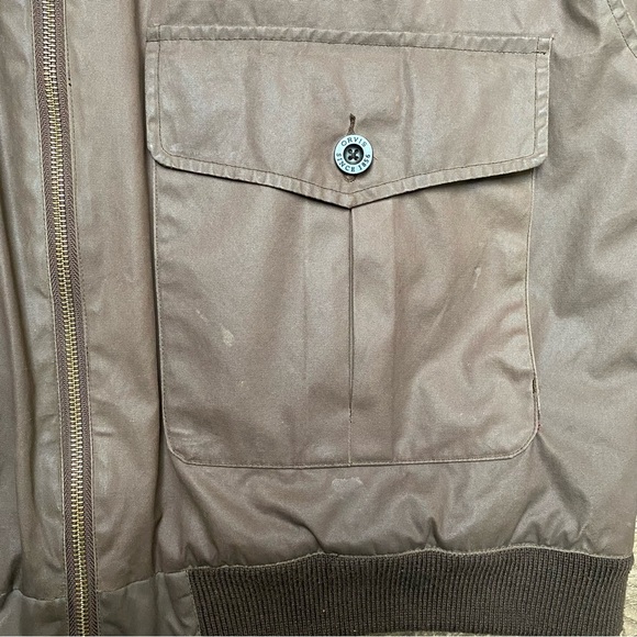 Orvis Waxed Cotton Fleece Collar Brown Bomber Large - Picture 15 of 16